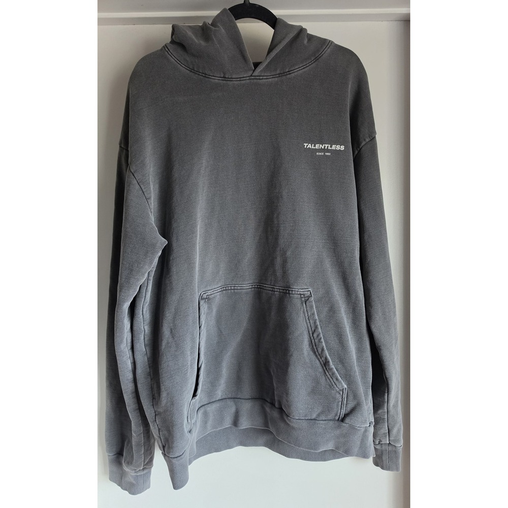 Talentless Hoodie XL Grey Solid Cotton Pullover Streetwear Sweatshirt USA